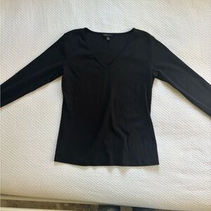 Banana Republic Black Long Sleeve V-Neck Top